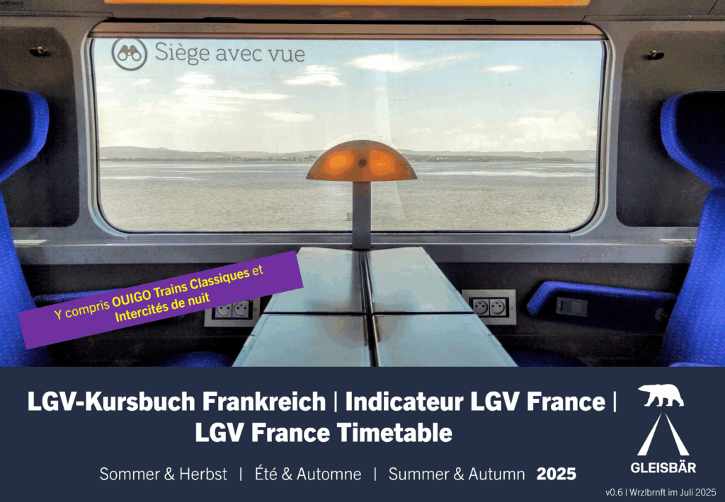 Deutsch: Deckblatt des aktuellen LGV-Kursbuchs. Es zeigt eine Vierersitzgruppe in einem TGV-Duplex mit Blick aufs Meer und einem Schriftzug "Siège avec vue" auf dem Fenster. Français : Page de couverture du dernier manuel de cours LGV. Elle montre un groupe de quatre sièges dans un TGV duplex avec vue sur la mer et une inscription « Siège avec vue » sur la fenêtre. English: Cover page of the current LGV course book. It shows a group of four seats in a TGV duplex with a view of the sea and the words ‘Siège avec vue’ on the window.